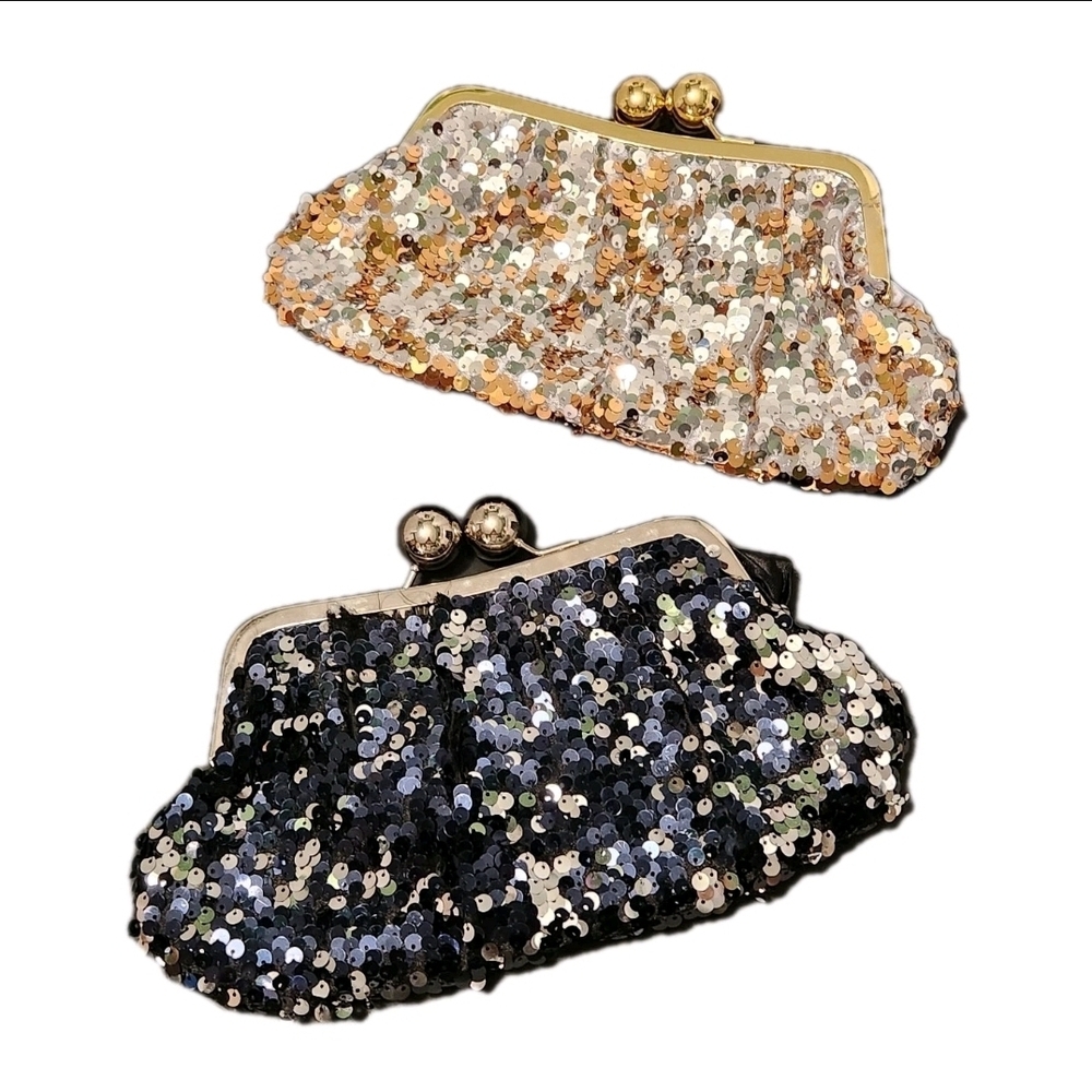 VTG 1950s Evening Sequin Kiss-Lock Luxury Handbag Lot Wedding Resort Luxury Chic